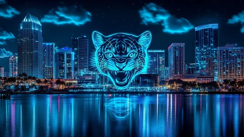 Urban Tiger: A Neon Nightscape