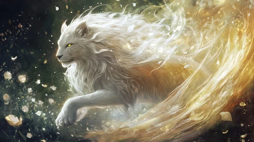 Mystical Lion with Glowing Aura