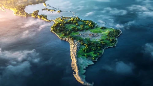 Miniature South America Aerial View