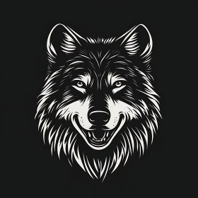 Wolf Head in Black and White
