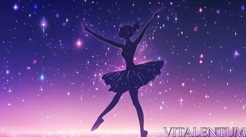 Graceful Ballerina Amidst Stars AI Image