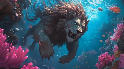 Underwater Lion Art