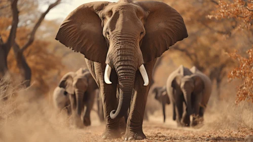 Sepia-toned Elephants on the Move in Africa