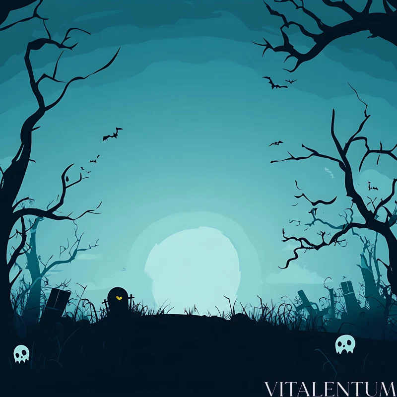 AI ART Moonlit Spooky Scene Art