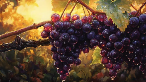 Ripe Grapes in Golden Sunlight