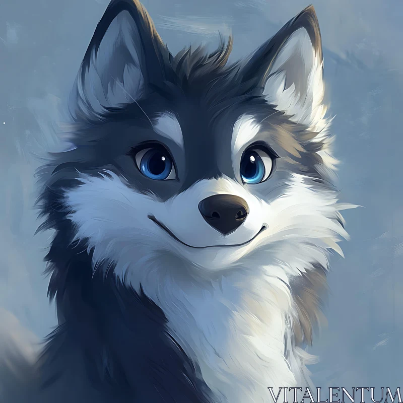 AI ART Dog Portrait with Blue Eyes