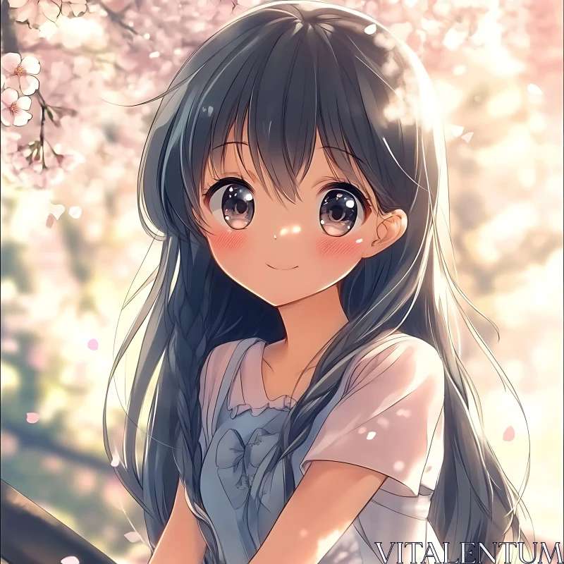 Anime Girl in Spring Blossom AI Image