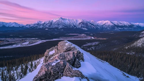 Snow-Capped Mountains at Sunset