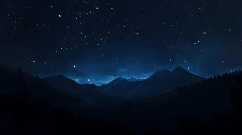 Night Sky Mountain Landscape