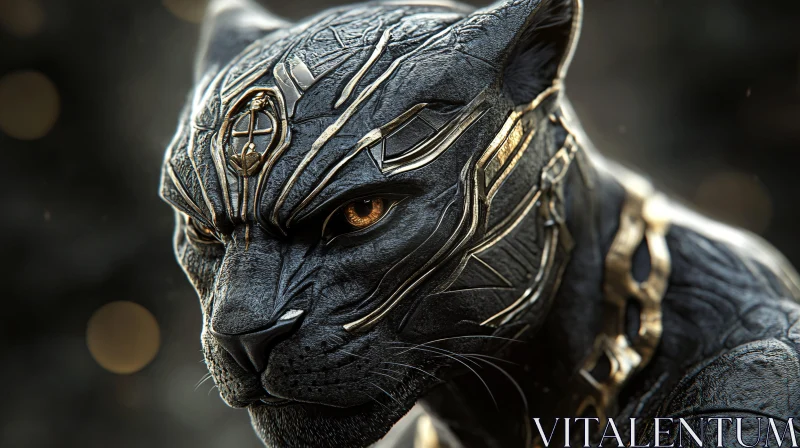 Golden Accented Panther Mask AI Image