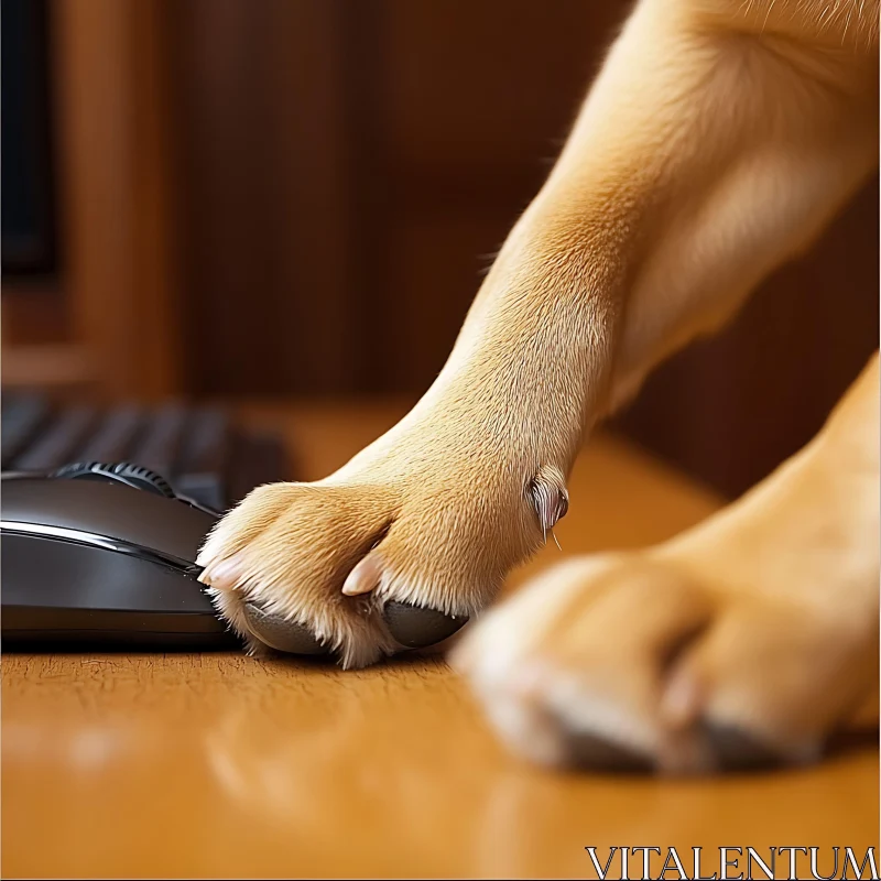 Dog Using Computer Mouse - Funny Image AI Image