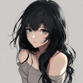 Illustrative Anime Girl Portrait with Striking Features