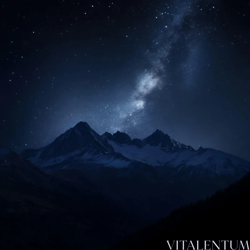 AI ART Celestial River Above Mountain Peaks