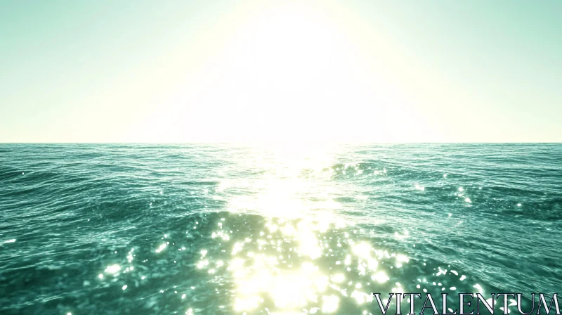 Ocean Under Bright Sun with Shimmering Surface AI Image