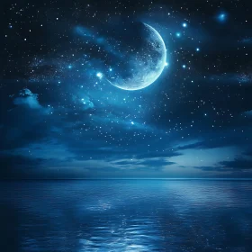 Night Sea and Moon