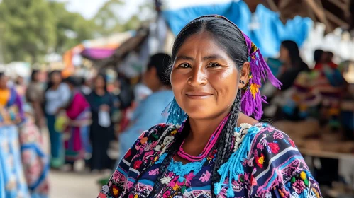 Portrait of Indigenous Woman in Colorful Attire