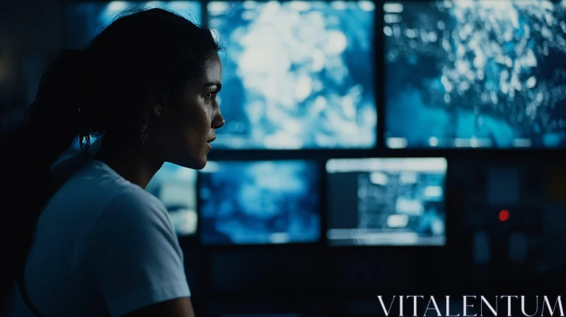 Vigilant Observer in Tech Control Room AI Image