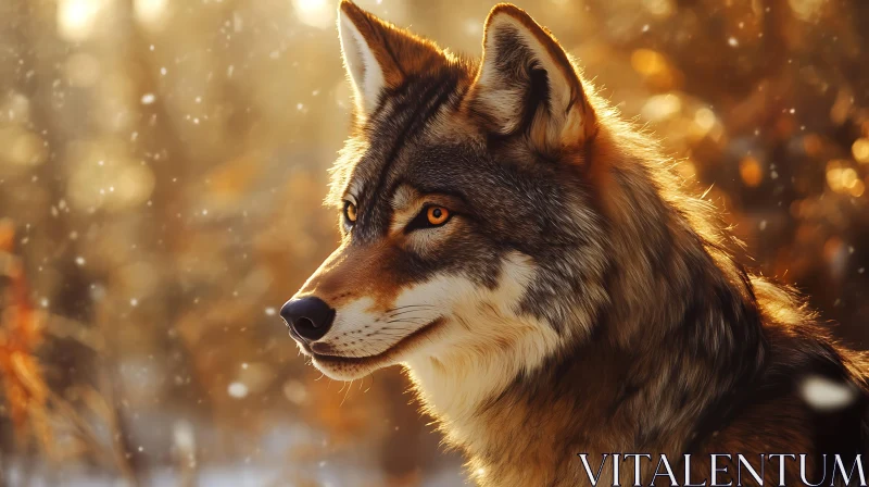 AI ART Majestic Wolf in Winter Forest