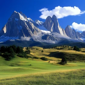 Scenic Mountain Range Under Blue Skies