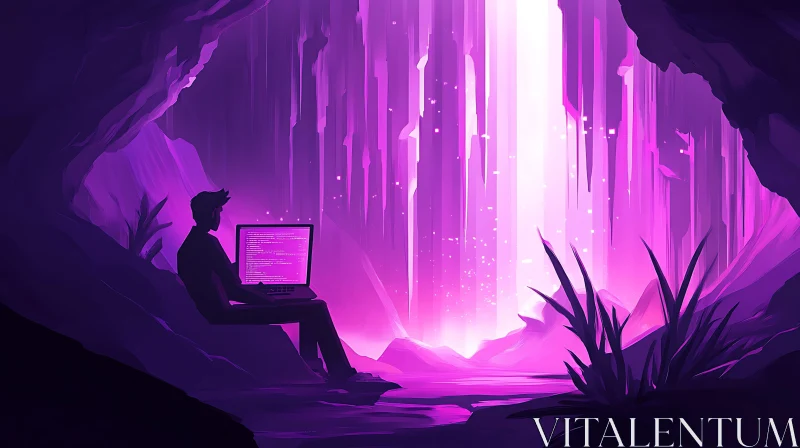 AI ART Programmer in a Purple Cave