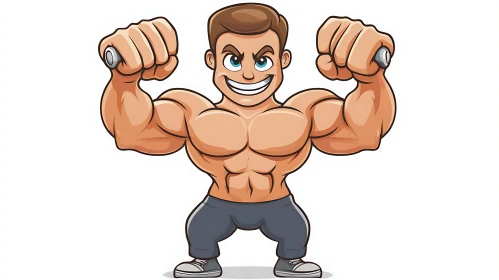 Strong Cartoon Character Biceps Flex