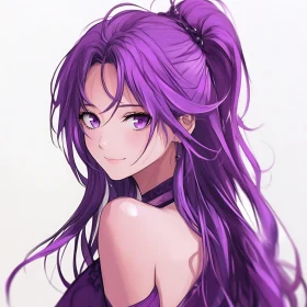 Beautiful Violet-Haired Anime Girl