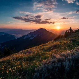 Sunset Over Mountain Peak