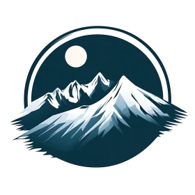 Mountain Peaks and Full Moon Graphic