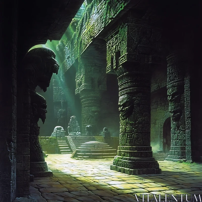 Forgotten Temple Interior AI Image