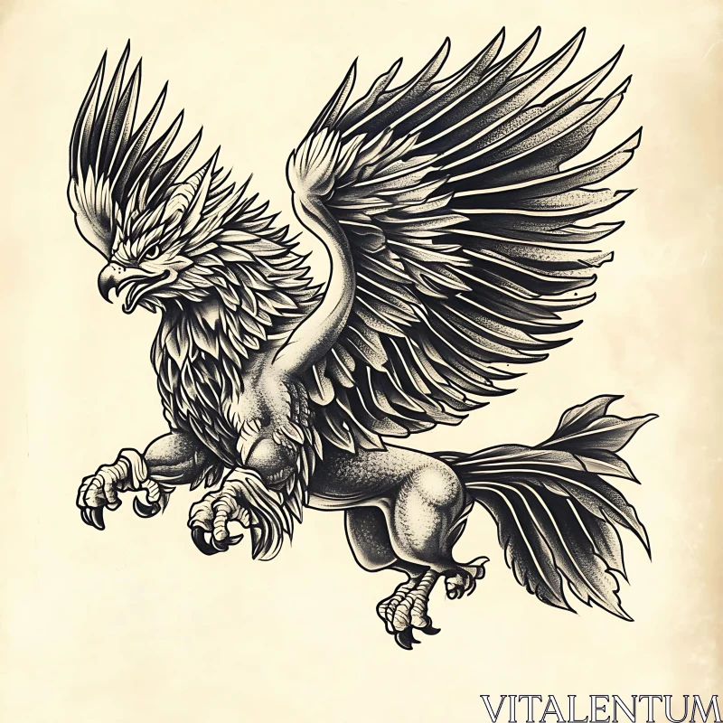 Griffin in Flight - Detailed Fantasy Artwork AI Image