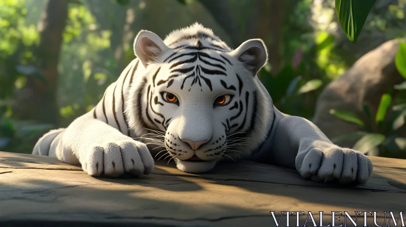 White Tiger Portrait AI Image