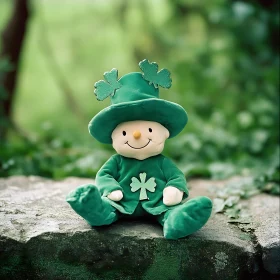 Green Shamrock Doll on Stone