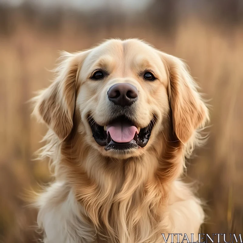 Joyful Golden Retriever in Nature AI Image