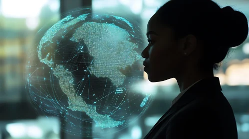 Woman and Digital Globe: A Vision of Connectivity