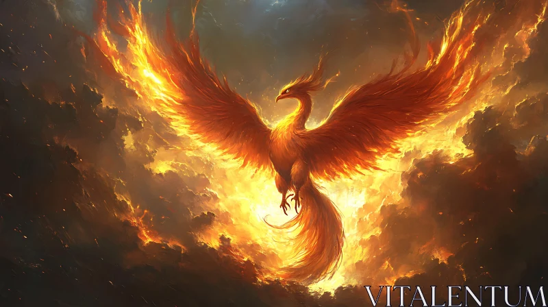 AI ART Phoenix Rising From Fiery Ashes