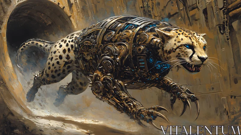 Cyborg Cheetah Art AI Image