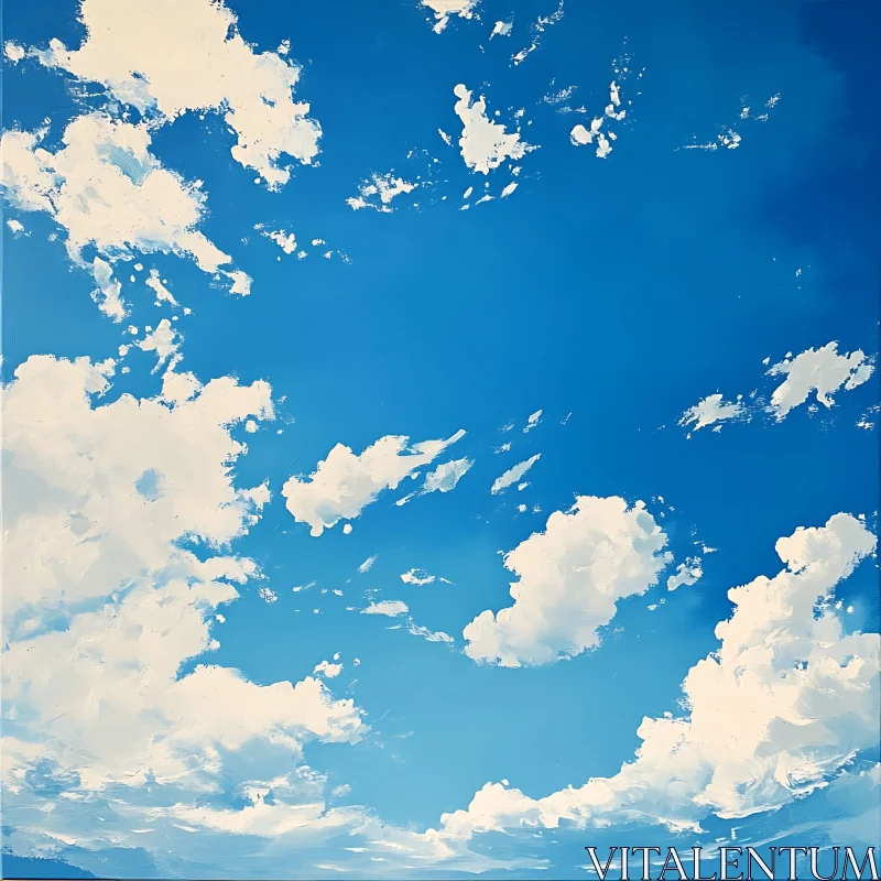 Peaceful Blue Sky with White Clouds AI Image