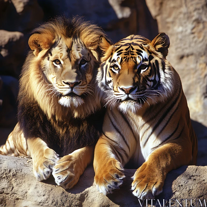 Portrait of a Lion and Tiger AI Image