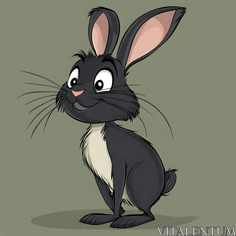 Cartoon Black and White Rabbit AI Image