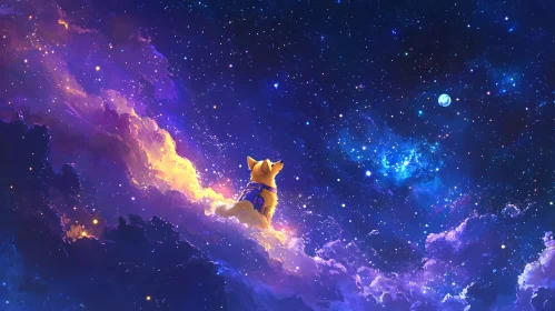 Dreamy Starry Sky with Dog