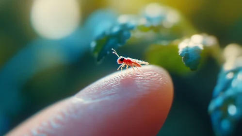 Detailed Image of Small Bug on Finger