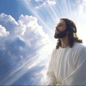 Serene Man Looking to the Heavens
