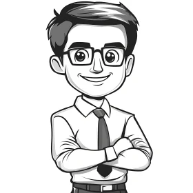 Monochrome Man Cartoon Portrait