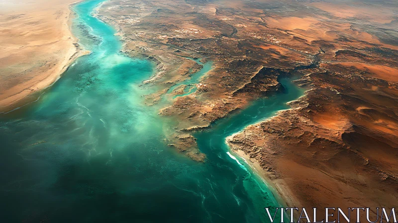 Turquoise Waters Meet Arid Desert AI Image