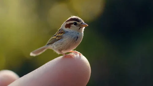 Small Bird on a Finger - Beautiful Nature Photography