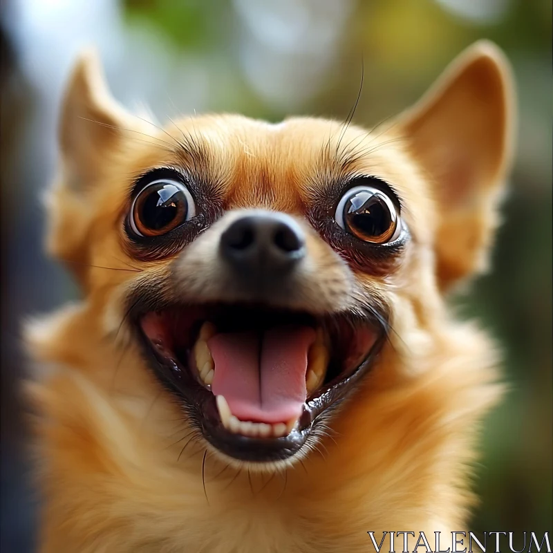 Happy Chihuahua with Wide Eyes and Tongue Out AI Image