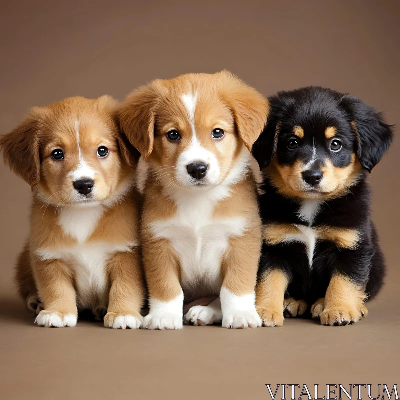 Charming Trio of Young Puppies AI Image