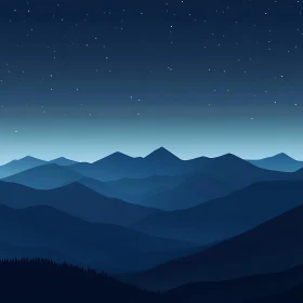 Blue Mountains and Starry Sky