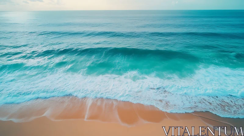 Aerial View of Ocean Meeting Shore AI Image