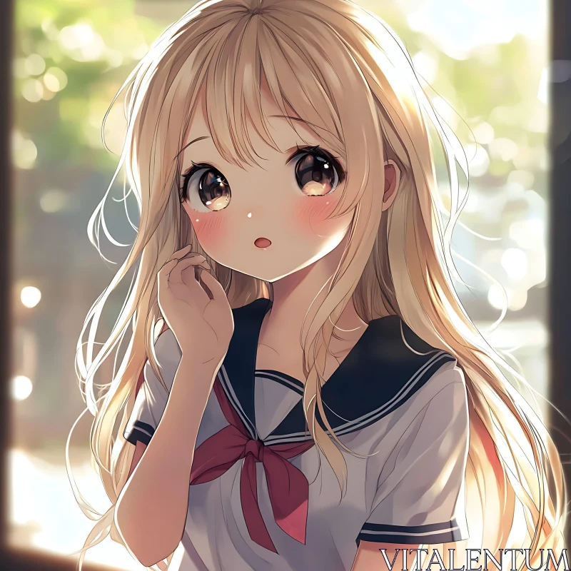 AI ART Cute Anime Girl in Soft Lighting